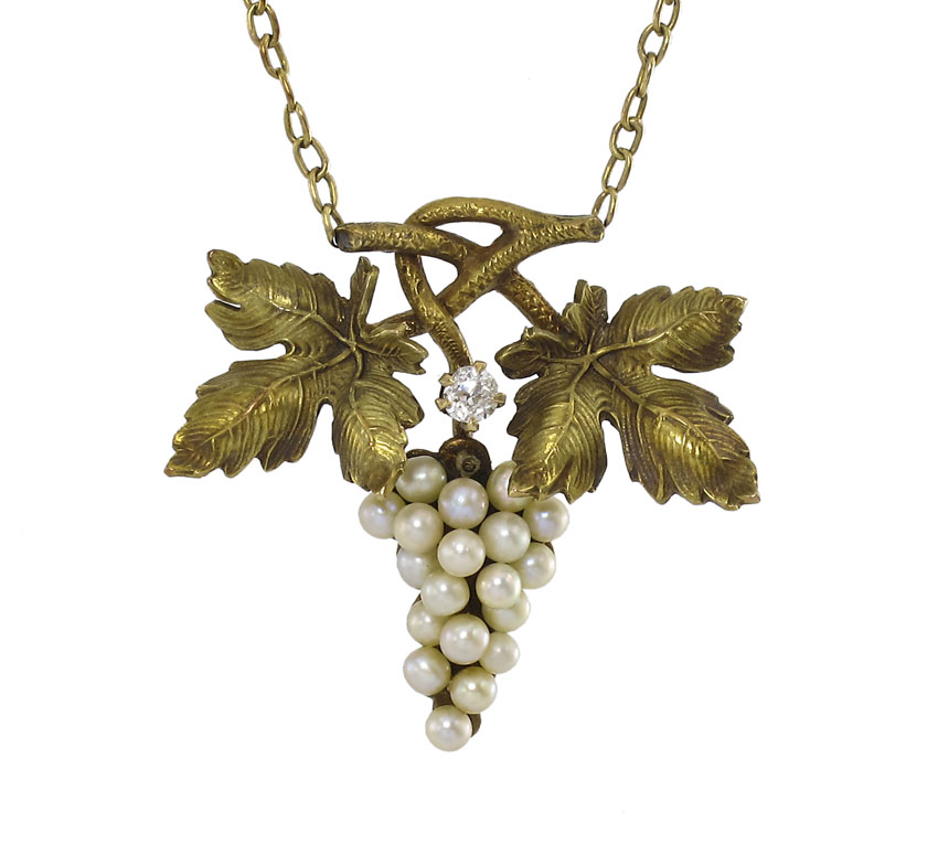 14K PERIOD ART NOUVEAU PEARL NECKLACE: