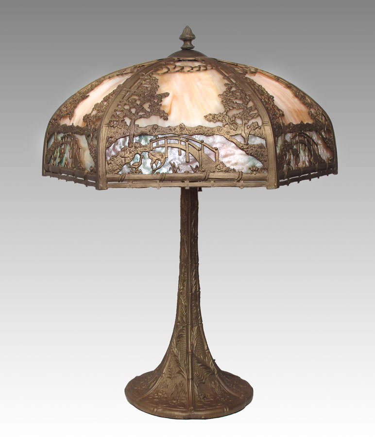 VINTAGE FILIGREE LANDSCAPE TABLE LAMP: