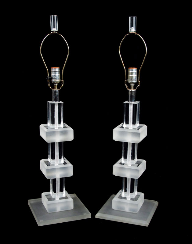 PAIR MID CENTURY STYLE LUCITE LAMPS  1494ce