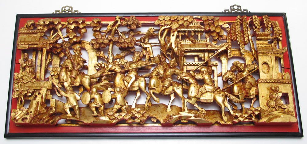 CHINESE CARVED WOOD WALL PANEL  149514