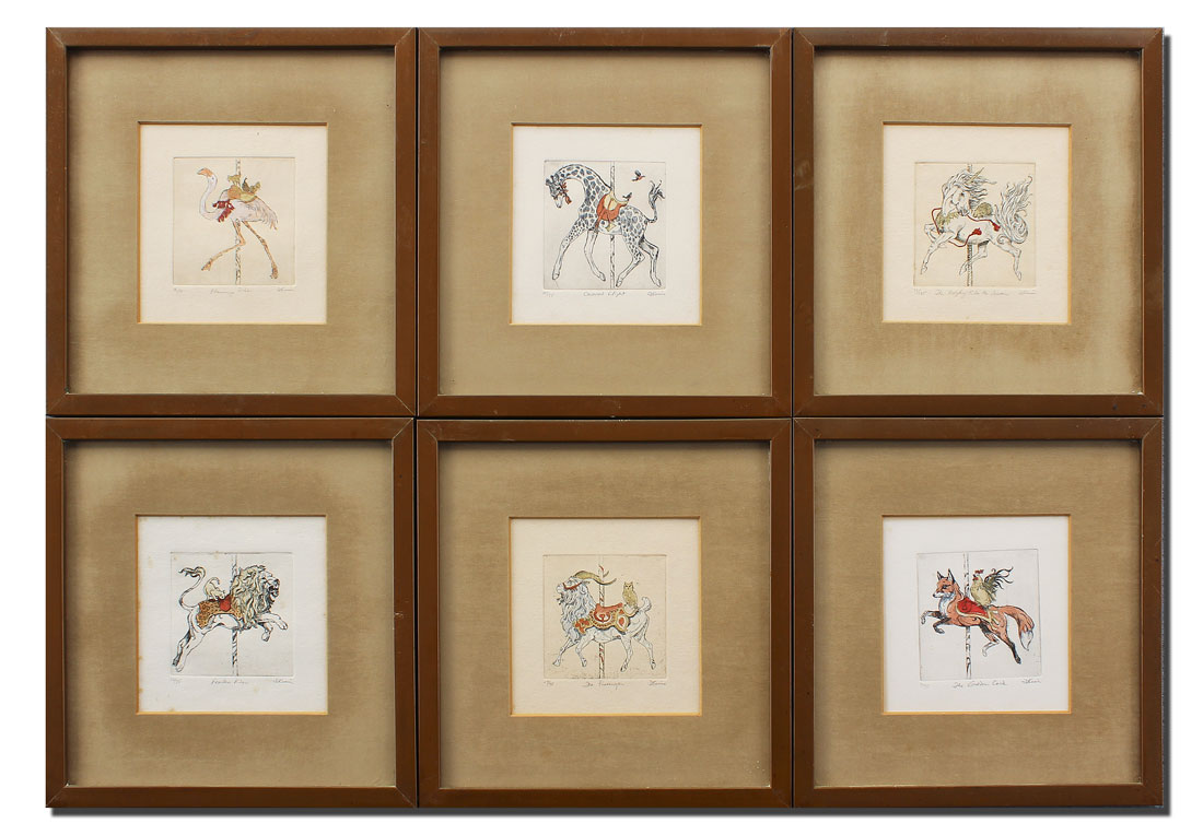 SET OF 6 CAROUSEL ANIMAL PRINTS