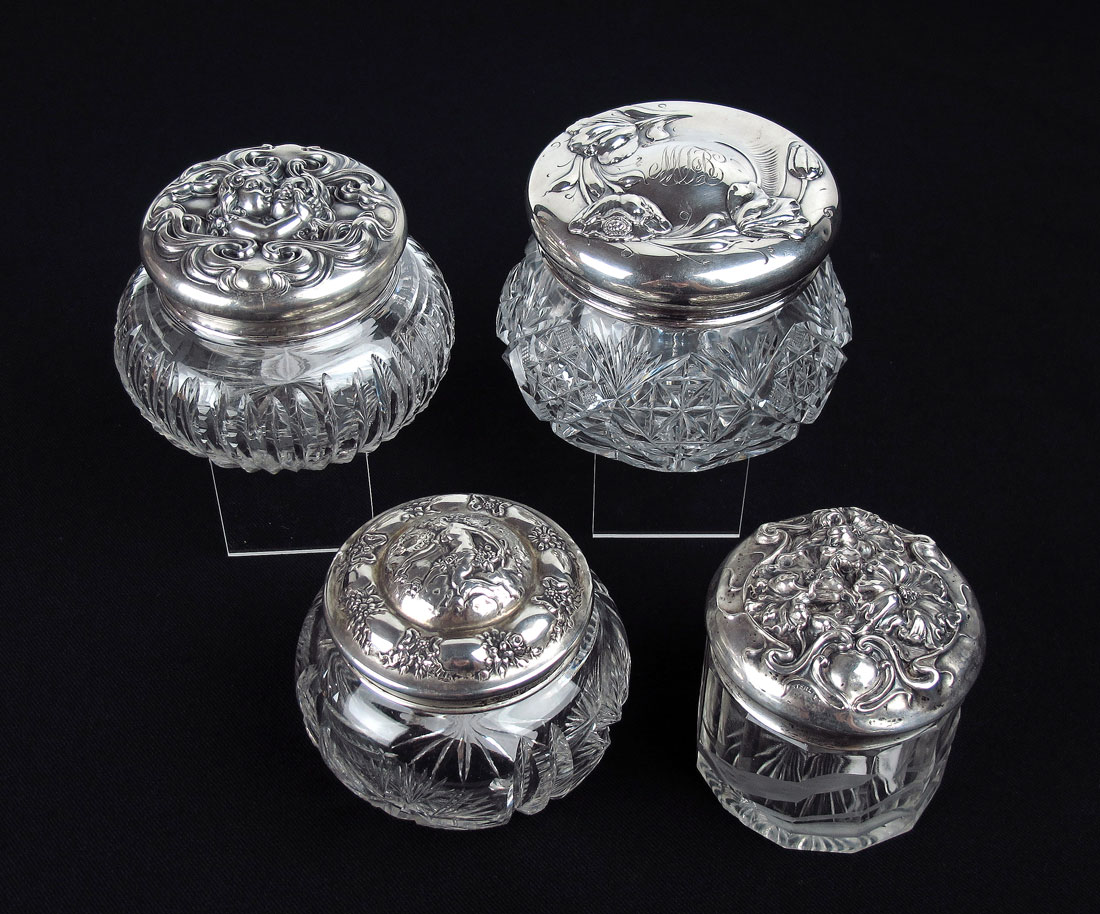 4 ART NOUVEAU STERLING LIDDED DRESSER 14955c