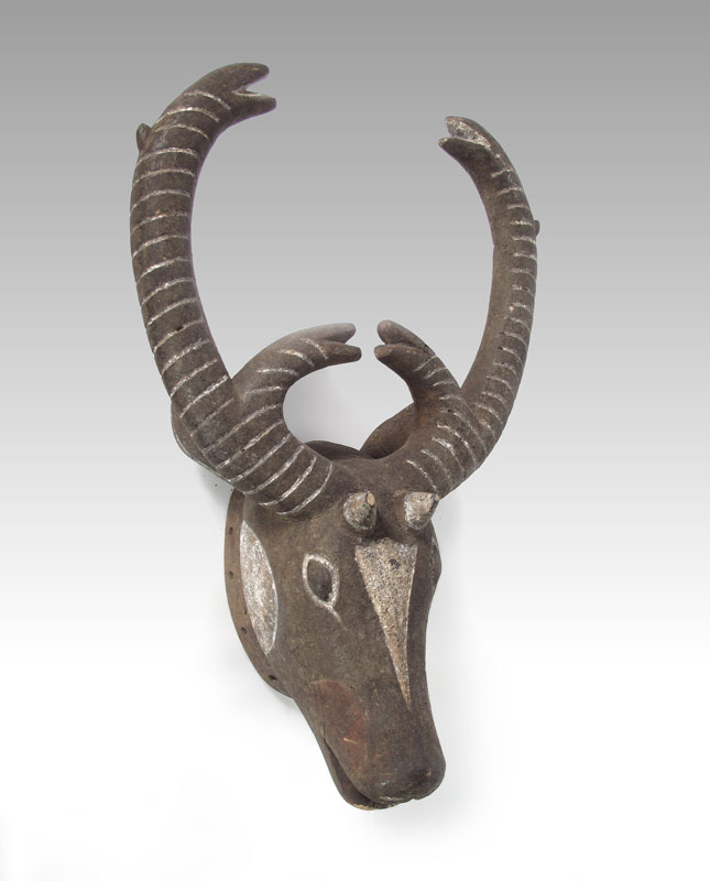 CARVED AFRICAN BOZO RAM MASK -