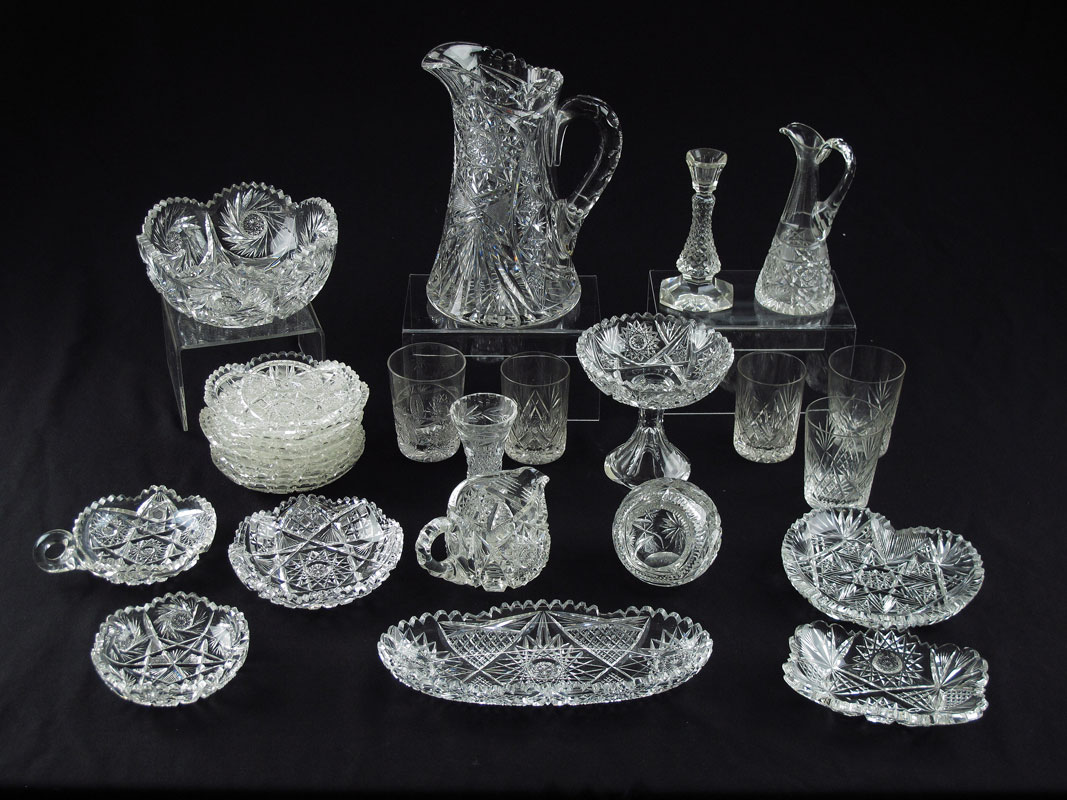 25 PIECE AMERICAN BRILLIANT CUT GLASS: