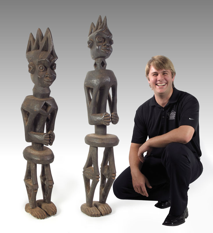 CARVED AFRICAN 2 PIECE BAMUN FIGURES 14959b