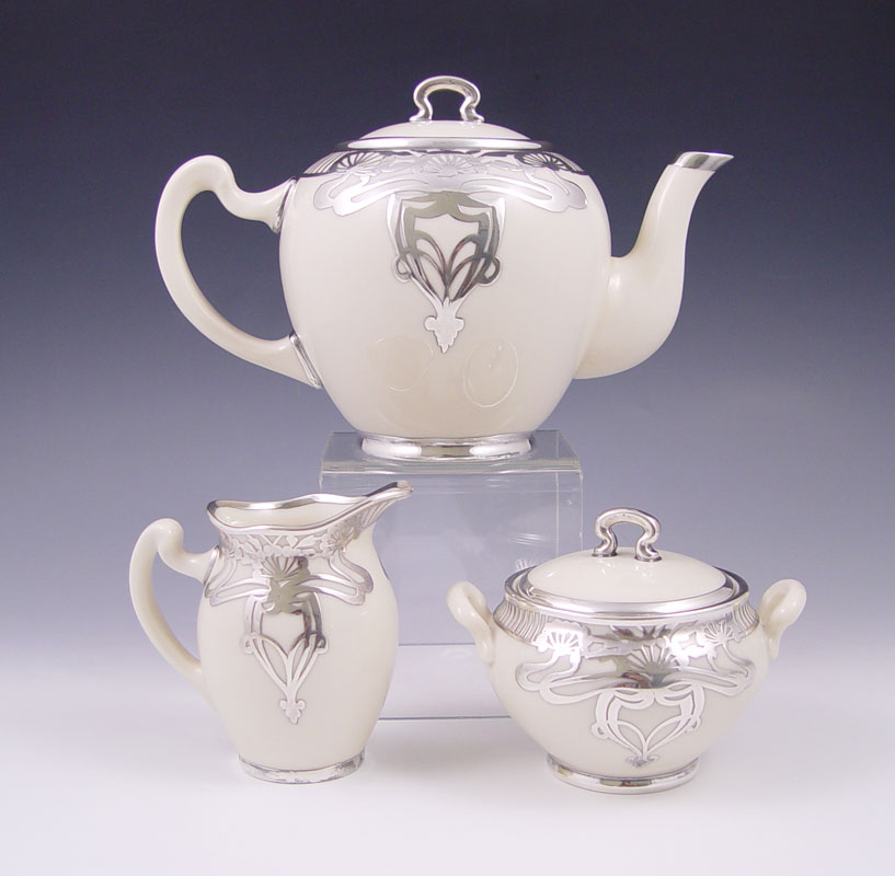 LENOX AMERICAN BELLEEK SILVER OVERLAY 1495ce