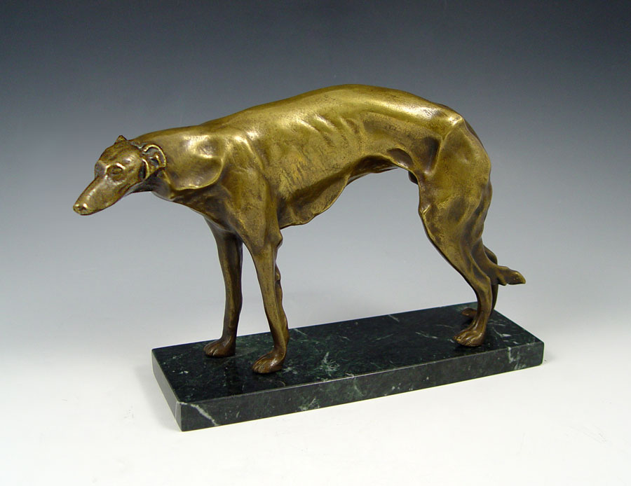 BRONZE RUSSIAN WOLFHOUND SIGNED