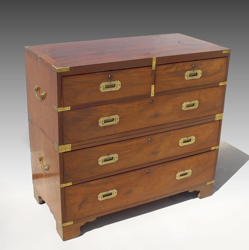 19th C CAMPAIGN STYLE CHEST ON