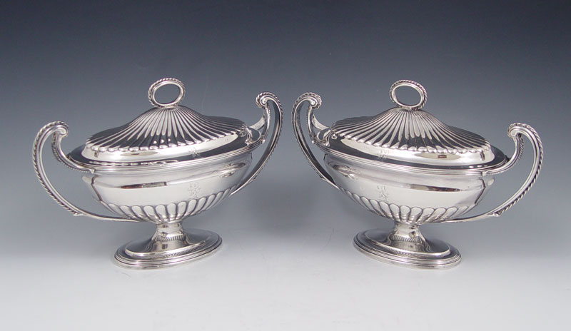 PAIR ENGLISH SILVER COVERED HANDLED 149624