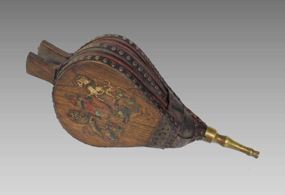 19th C HERALDIC HAND PAINTED WOOD