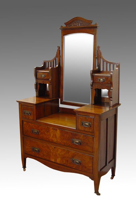 VICTORIAN DROP WELL DRESSER WITH MIRROR: