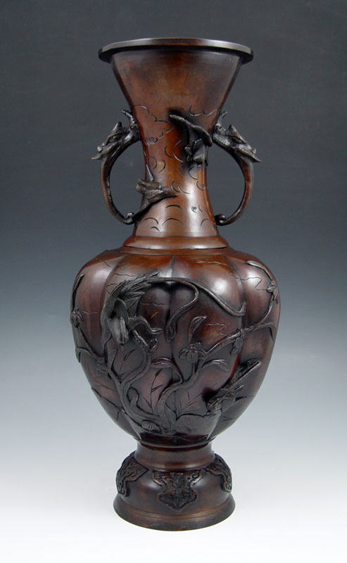 JAPANESE BRONZE VASE Phoenix bird 149681