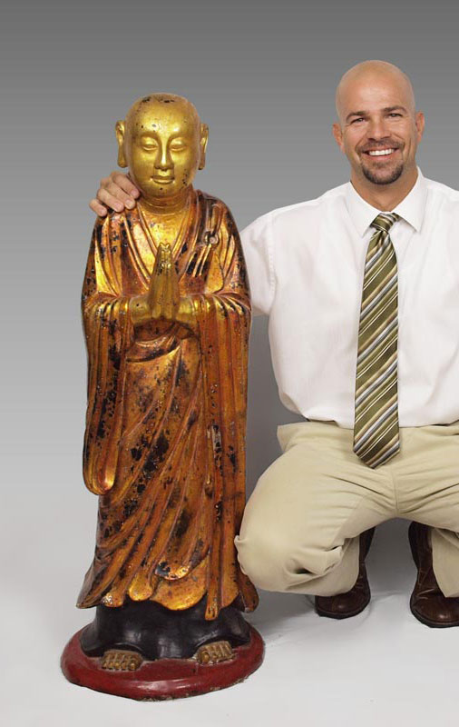 19TH C CARVED WOOD AND GILDED BUDDHIST 149689