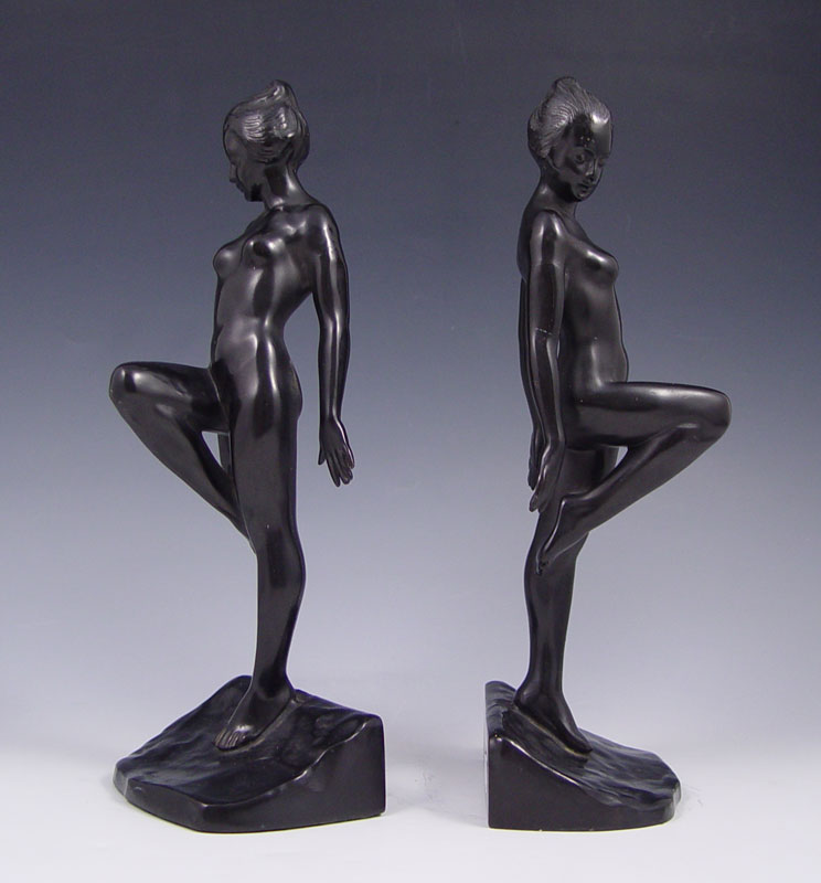 PAIR RONSON ART DECO FIGURAL NUDE