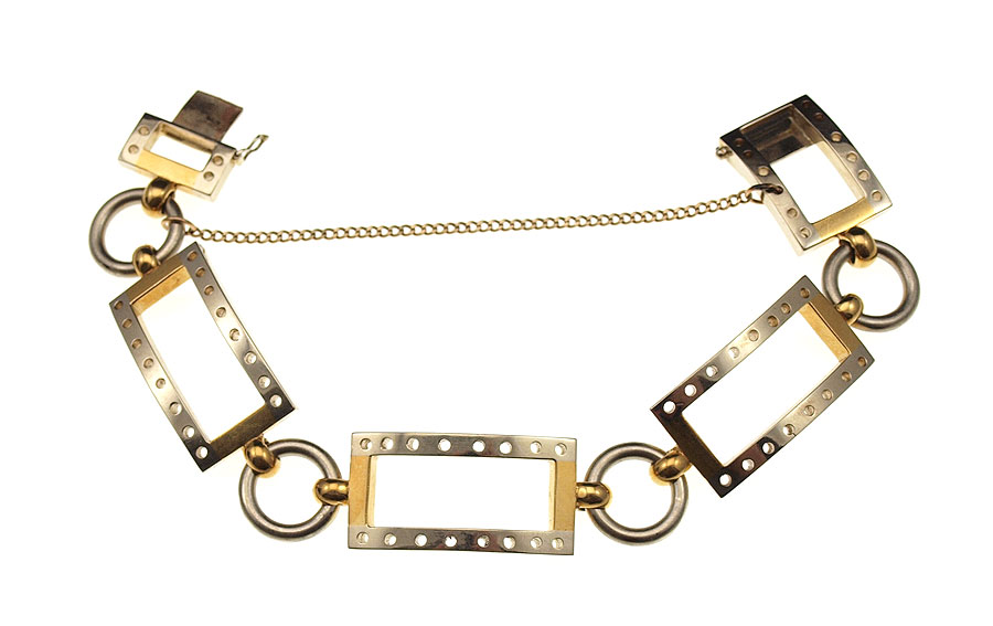 18K TWO TONE GOLD BLANK BRACELET: