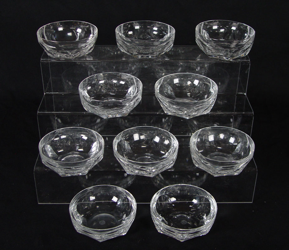 10 BACCARAT FRENCH CRYSTAL BOWLS IN