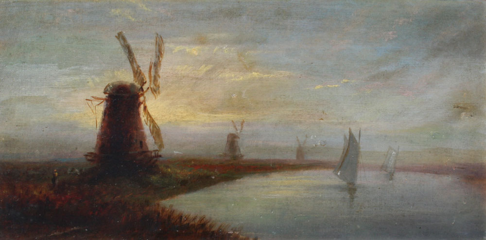 DUTCH RIVER SCENE AT DUSK WITH 149717