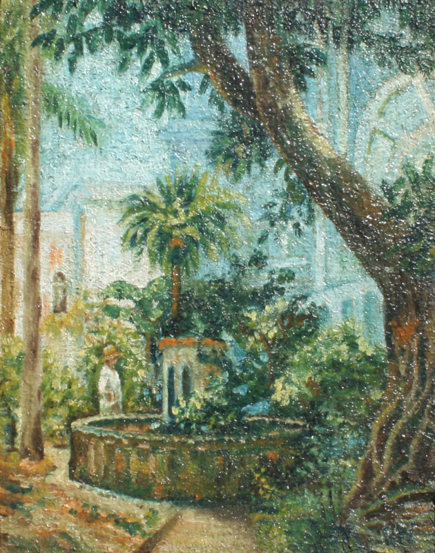 TROPICAL COURTYARD WITH FIGURE 149711