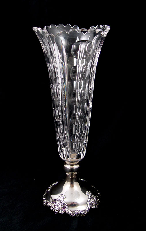 GORHAM STERLING MOUNTED CUT GLASS