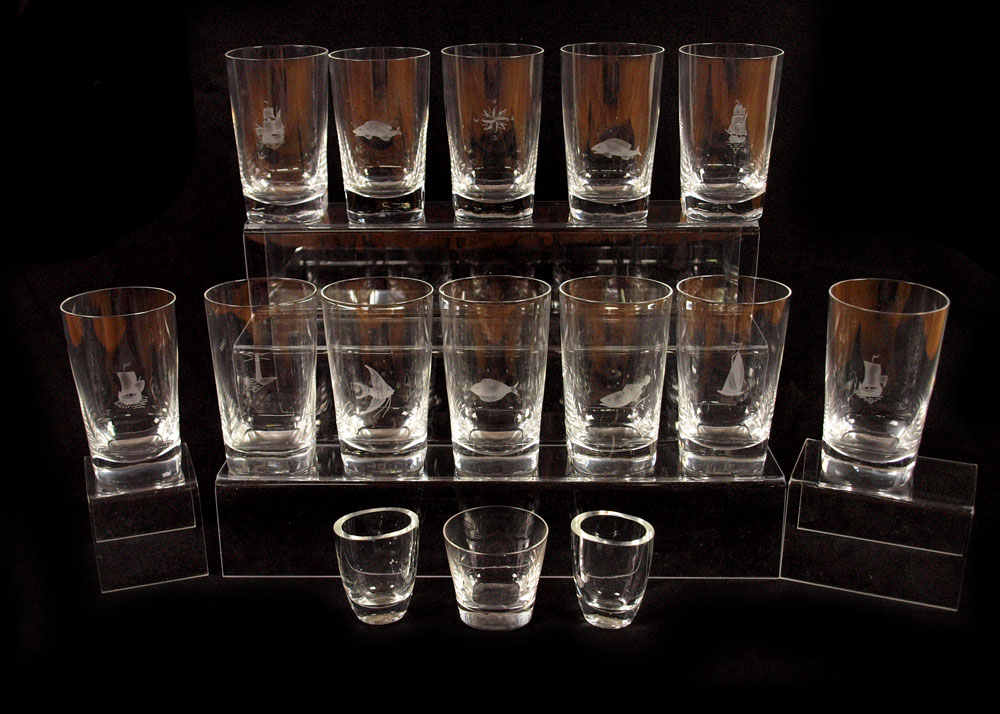 ORREFORS CRYSTAL TUMBLERS: 25 pieces