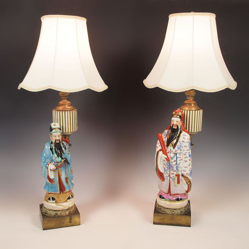2 CHINESE POLYCHROME FIGURAL LAMPS  149758