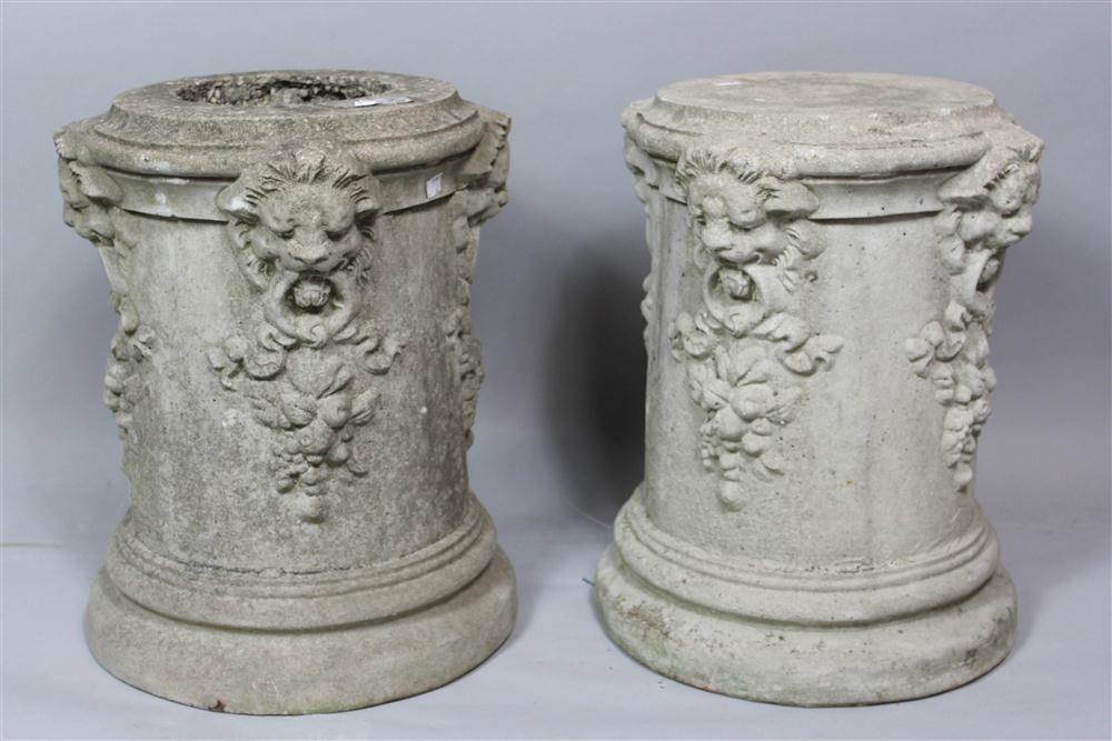 PAIR OF CAST IRON LION HEADS PEDESTALS 147267