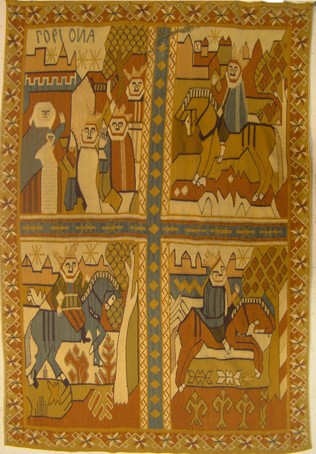 NORWEGIAN FOLK ART WOOL TAPESTRY MAGI