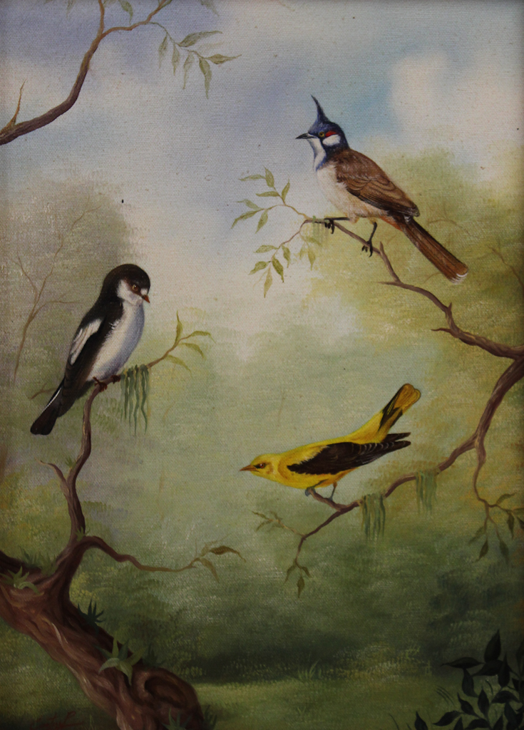 (20TH CENTURY) BIRDS ON TREE LIMBS
