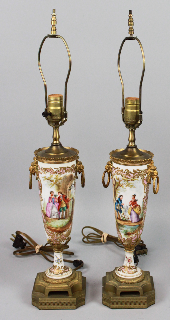 PAIR OF GILT MOUNTED SEVRES STYLE