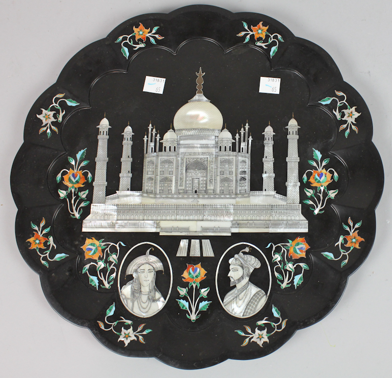 INDIAN MOTHER-OF-PEARL INLAID PLAQUE