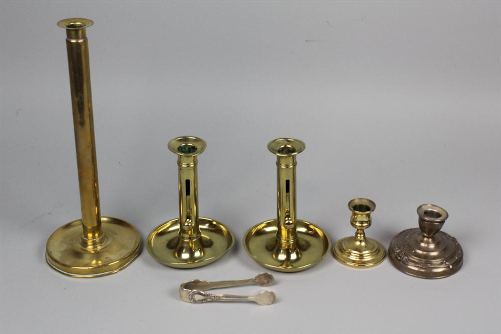 FOUR BRASS CANDLESTICKS including 147326