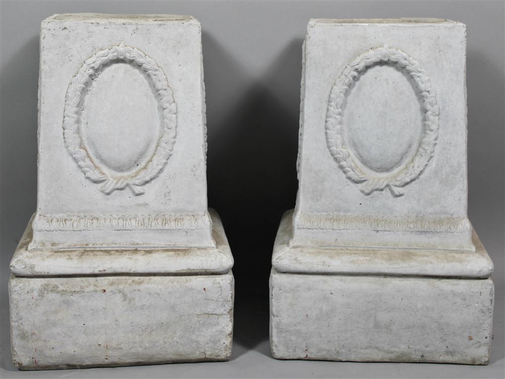 PAIR OF CAST STONE PEDESTALS WITH