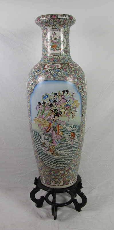 PALATIAL CHINESE VASE ON STAND: