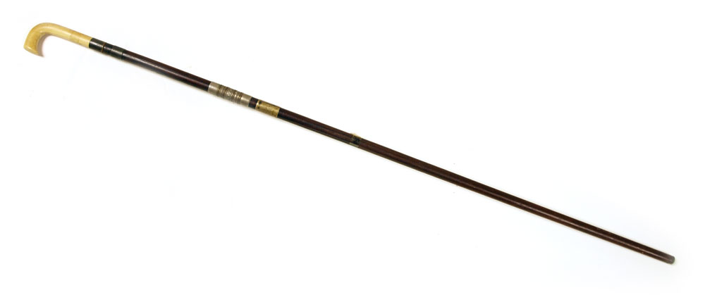 19TH CENTURY IVORY HANDLE SWORD CANE: