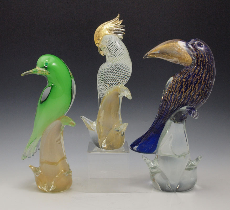 3 MURANO GLASS BIRDS To include 147474