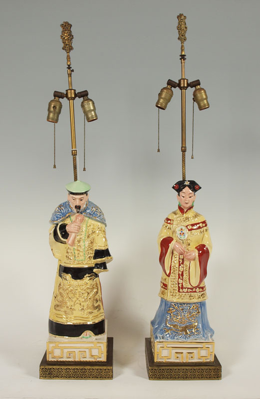 PAIR PORCELAIN LAMPS IN THE CHINESE 147496