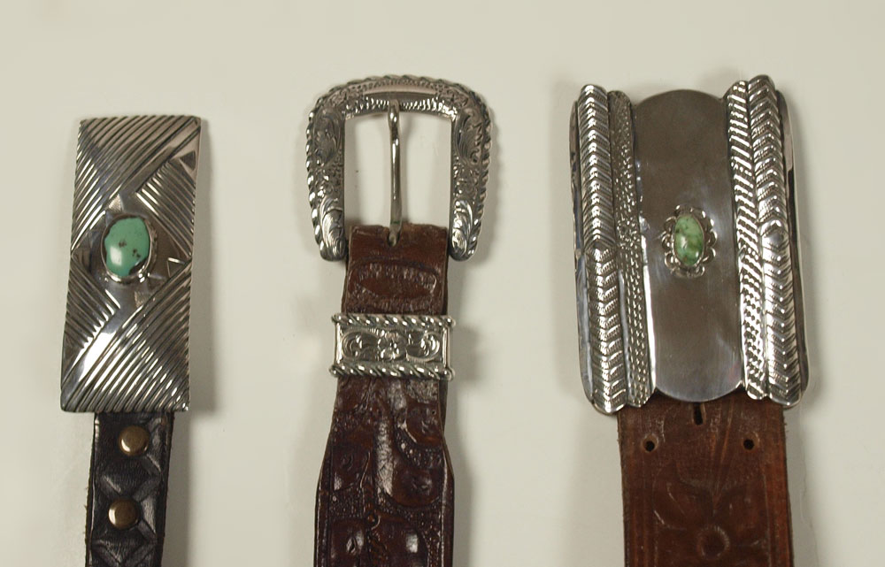 3 SOUTHWEST STERLING BUCKLE BELTS: