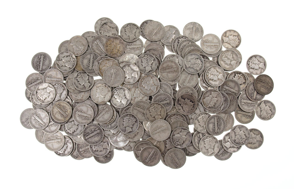 COLLECTION OF 212 MERCURY DIMES  1474d4