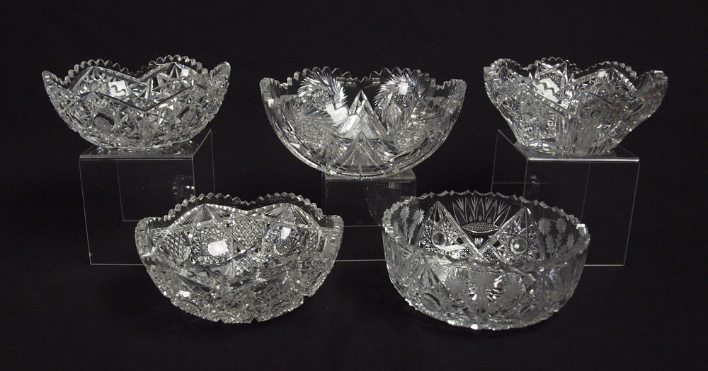 GROUP OF 5 AMERICAN BRILLIANT CUT GLASS