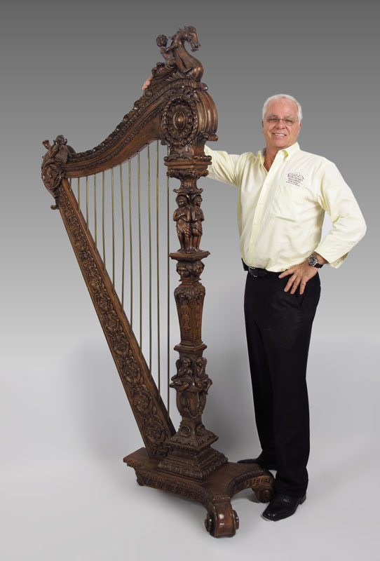 CARVED MAHOGANY DECORATIVE HARP