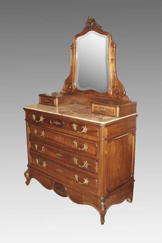 FRENCH VICTORIAN MARBLE TOP WALNUT 147546