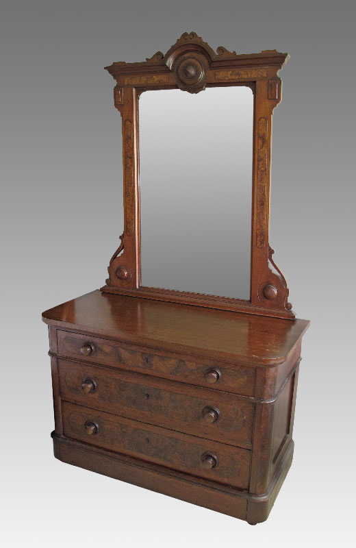 VICTORIAN 3 DRAWER CHEST WITH MIRROR: