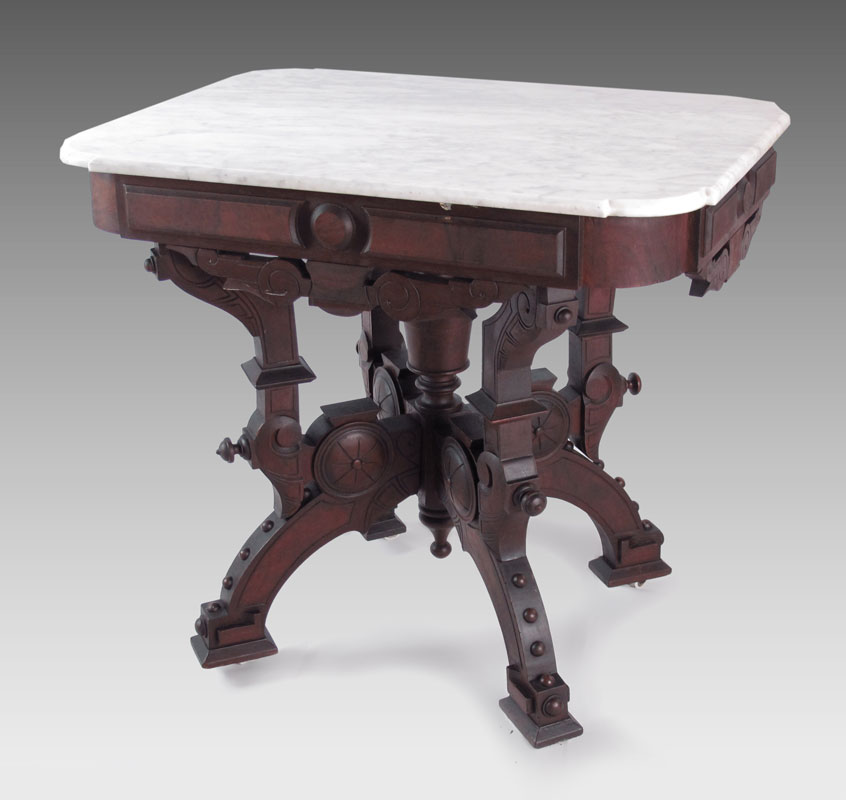 FINE VICTORIAN MARBLE TOP SIDE TABLE: