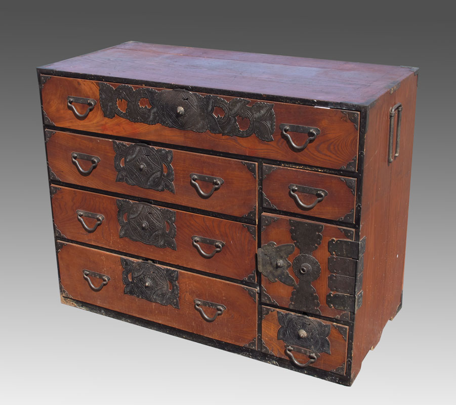 JAPANESE TONSU CHEST: Red stained