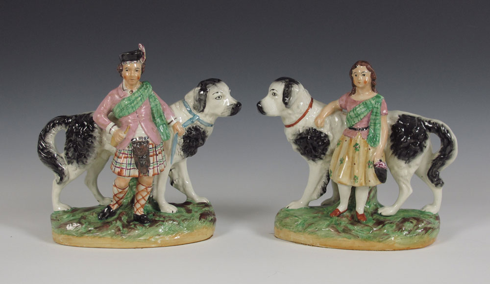 TWO OLD STAFFORDSHIRE WARE DOG 147585