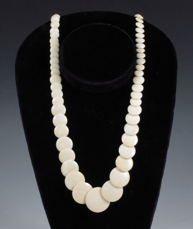 IVORY DISC NECKLACE: 30'' long