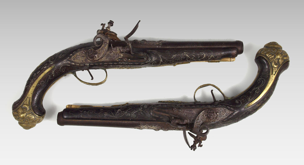 PAIR OF VICTORIAN TURKISH FLINTLOCK 1475cb