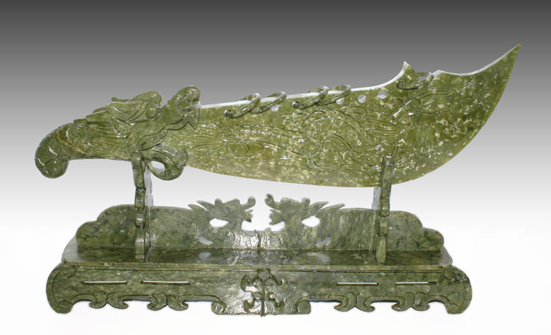 CHINESE CARVED STONE DRAGON SWORD  14763d