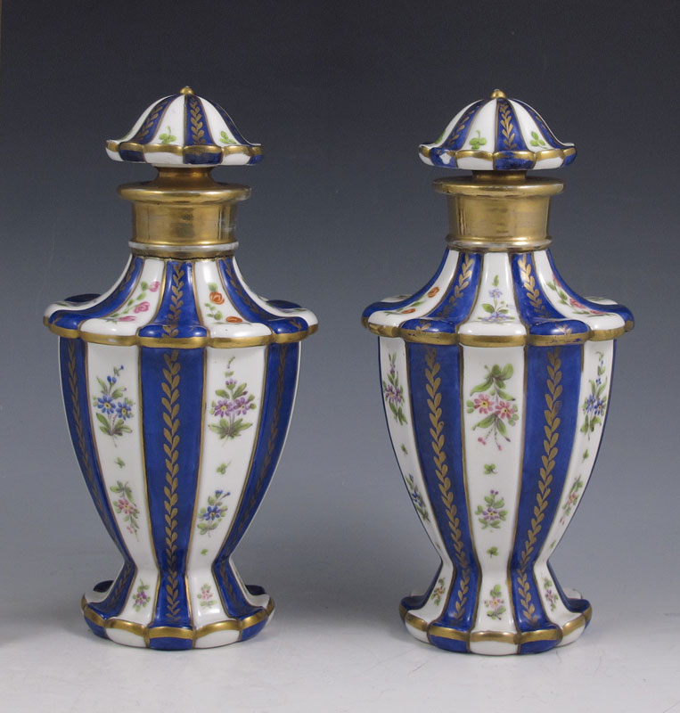 PAIR FRENCH PORCELAIN BOTTLES: