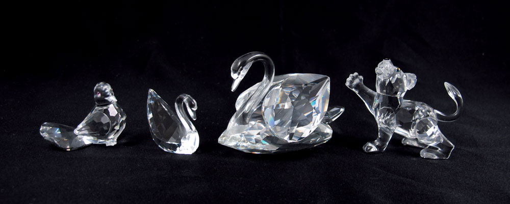 SWAROVSKI CRYSTAL FIGURES: 4 piece lot